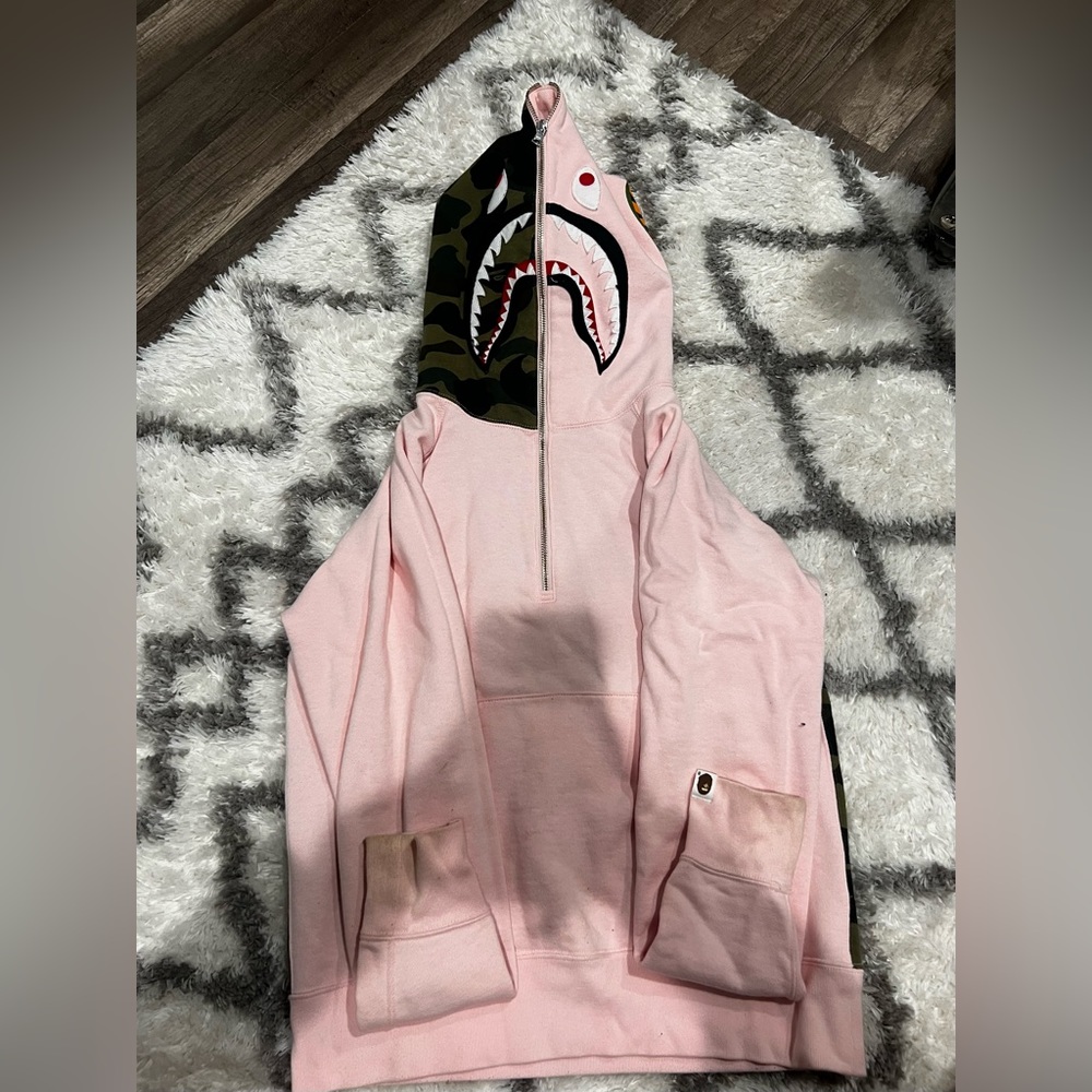 BAPE Shark Wide Half Zip Pullover Hoodie